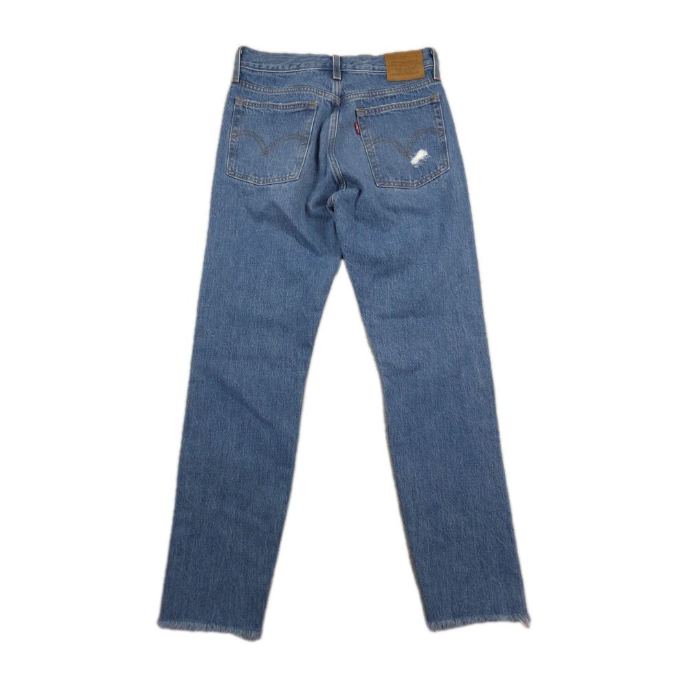 New‎ Levis Wedgie Straight Jeans Womens 26 Blue Denim Distressed - Picture 2 of 8